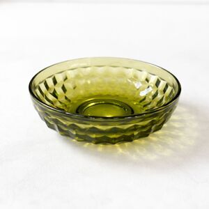 Vintage Indiana Glass Green Bowl 4.5” Pressed Glass Dish Retro Bowl Mid Century
